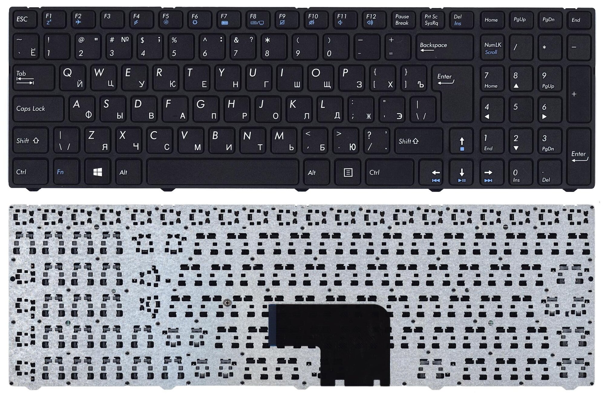 Клавиатура для ноутбука DNS Pegatron C15 черная с рамкой