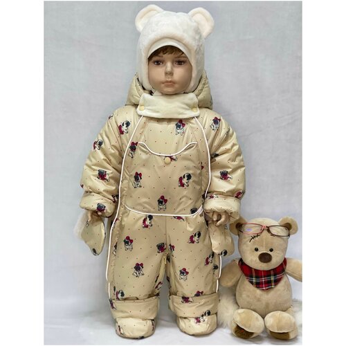 Комбинезон-трансформер Lapland, демисезон/зима, подкладка, варежки в комплекте, пинетки в комплекте, размер 22, голубой