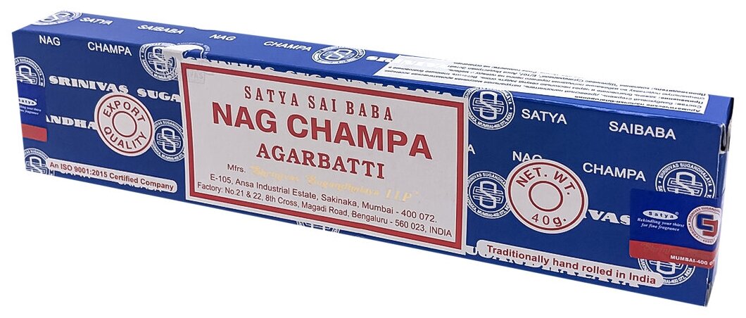 Благовония Satya Наг Чампа (Nag Champa) прямоугольная упаковка 40 г