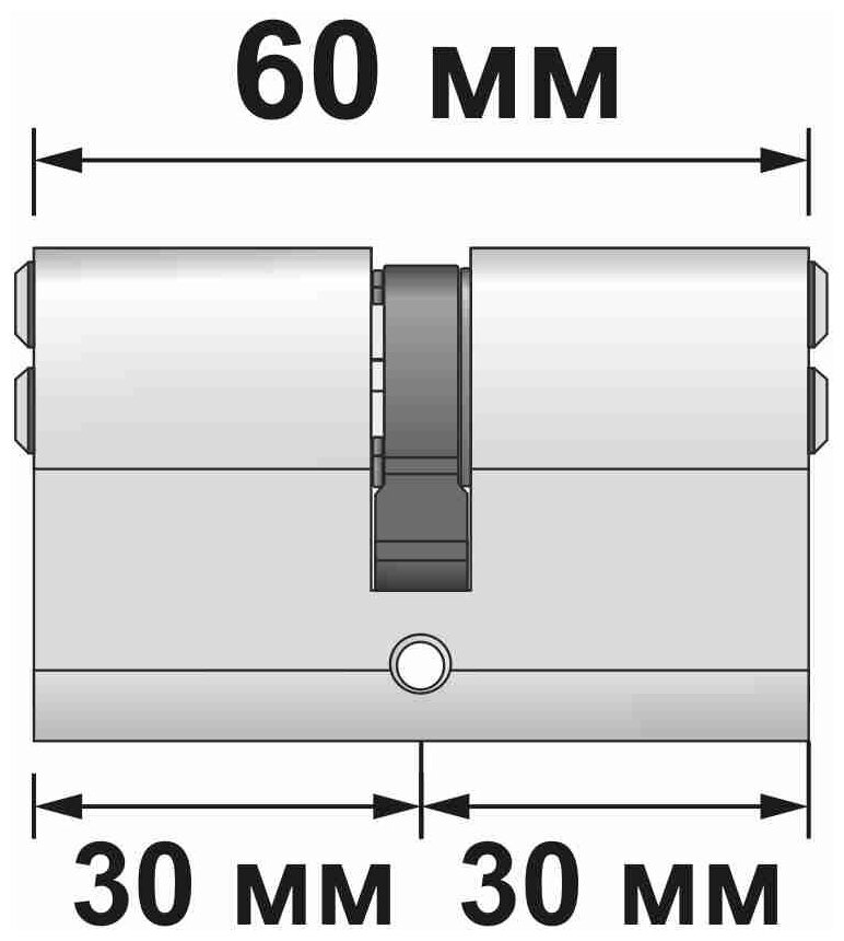 Цилиндровый механизм VETTORE ZN M60 (30*30) в цвете NI (никель) для входных и межкомнатных дверей - фотография № 2