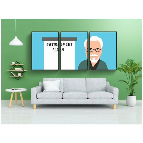 фото Набор модулных постеров для интерьера "выход на пенсию, человек, возраст" 60x90 см. в тубусе, без рамки lotsprints