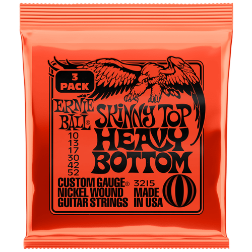 Струны для электрогитары Ernie Ball 3215 Skinny Top Heavy Bottom Slinky 10-52 3-pack