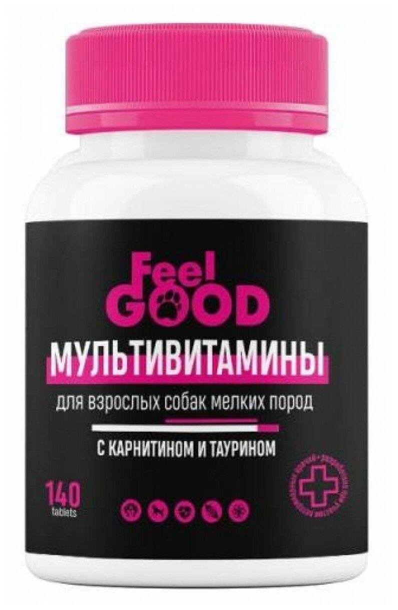 Мультивитамины FeelGOOD с карнитином и таурином для взрослых собак мелких пород таблетки № 140