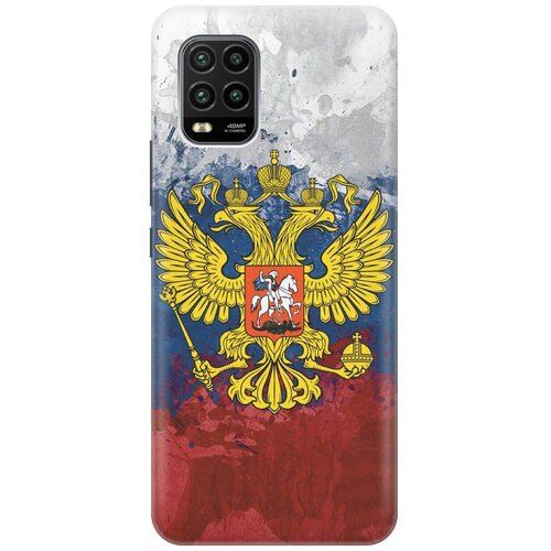 фото Ультратонкий силиконовый чехол-накладка для xiaomi mi 10 lite с принтом "герб и флаг рф" gosso