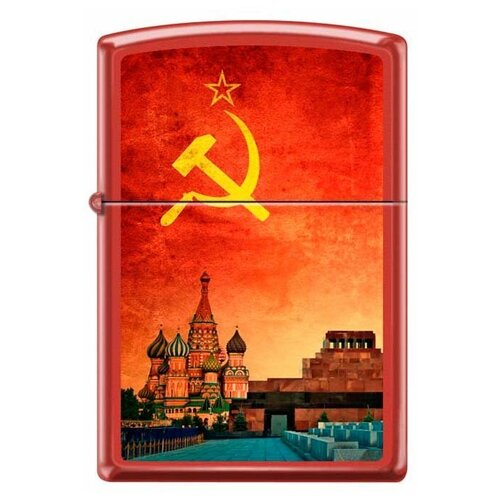 233 SOVIET DESIGN Зажигалка ZIPPO Красная Москва, с покрытием Red Matte, латунь/сталь, красная, матовая, 38x13x57 мм