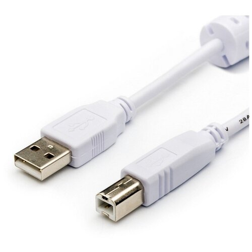 аксессуар atcom usb 2 0 am bm 1 ferrite 80cm white at6152 Atcom / Кабель для принтера AM - BM AT6152 0.8м белый