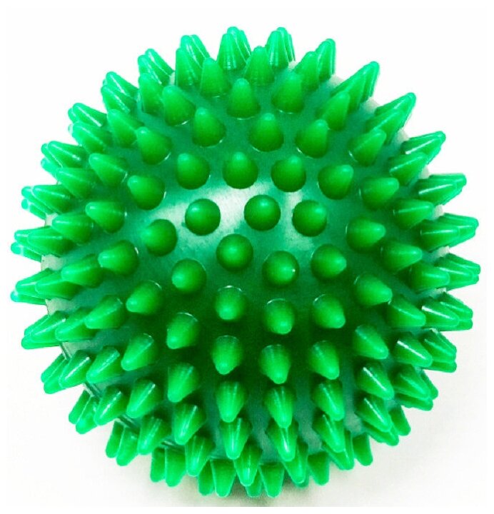 Массажный мячик с шипами, зеленый, диаметр 75 мм., для занятия физкультурой и массажа. - фотография № 4