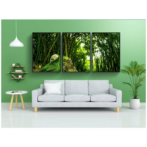 фото Набор модулных постеров для интерьера "лес, зеленый, деревья" 60x90 см. в тубусе, без рамки lotsprints