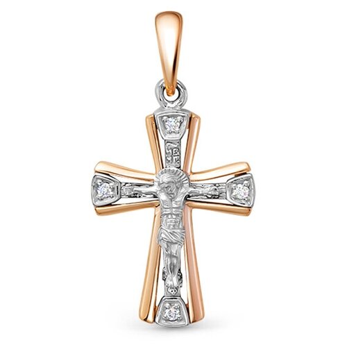 Православный крест с 4 бриллиантами 0.02 карат из комбинированного золота 78127 VESNA jewelry