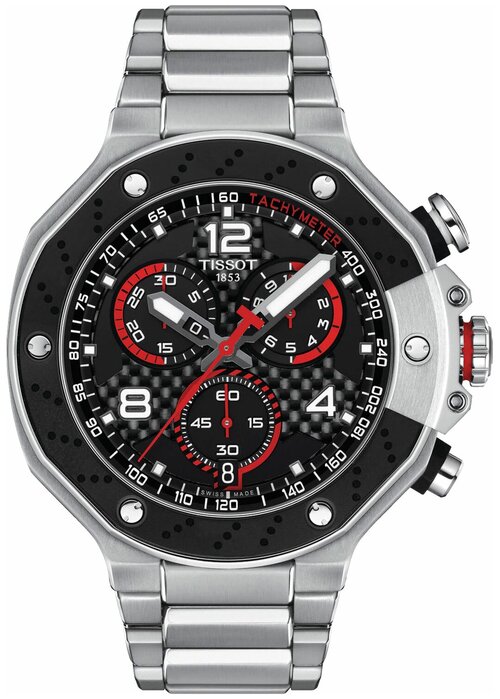 Наручные часы TISSOT T-Sport Швейцарские T141.417.11.057.00 с хронографом, серебряный, черный