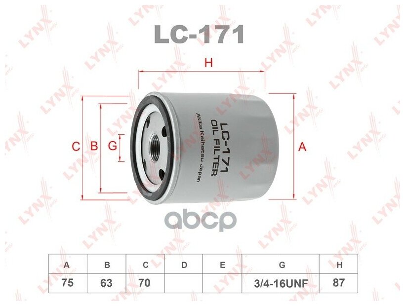 Фильтр Масляный LYNXauto арт. LC-171