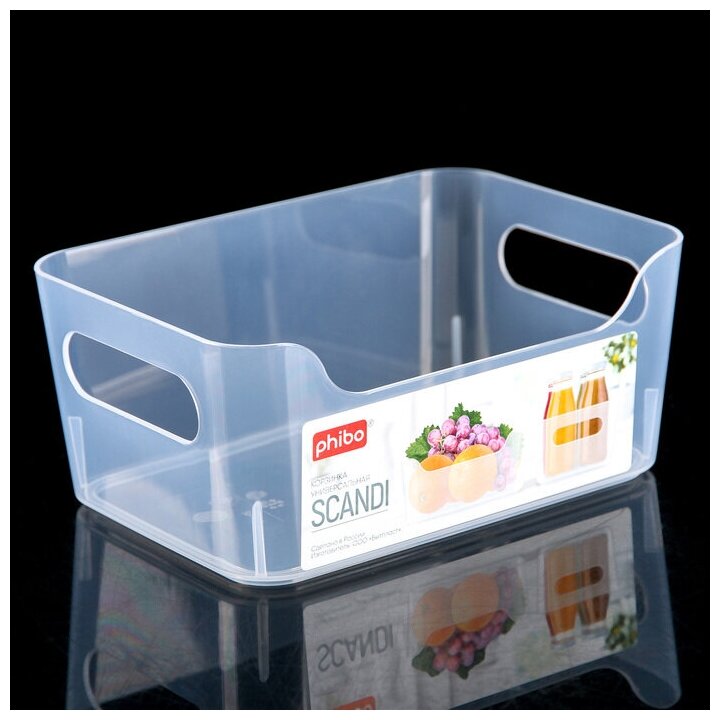 фото Ящик д/хранения б/крышки 1,2л 17х12х7,5см "SCANDI" прямоуг, прозрачный 4509071