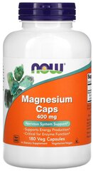 NOW Foods, Magnesium Caps, 400 mg, магний в капсулах, 400 мг, 180 растительных капсул