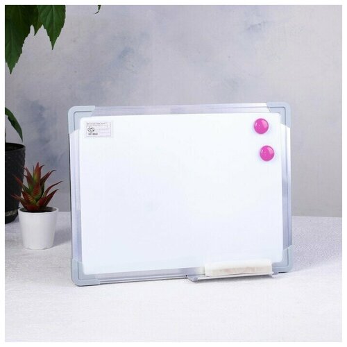 Доска магнитная 50 х 35 см, односторонняя, с полочкой под маркер + губка и 2 магнита