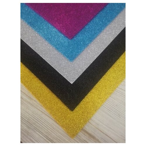 Фоамиран глиттерный 2,0мм Набор №1 размер 50х50см 5 цветов (10шт)