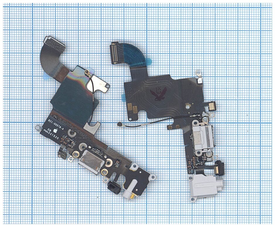 Шлейф с разъемом зарядки и аудио-разъемом OEM для Apple iPhone 6S серый
