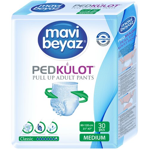 MAVI BEYAZ Подгузники-трусики для взрослых - M 80-120см/30шт.