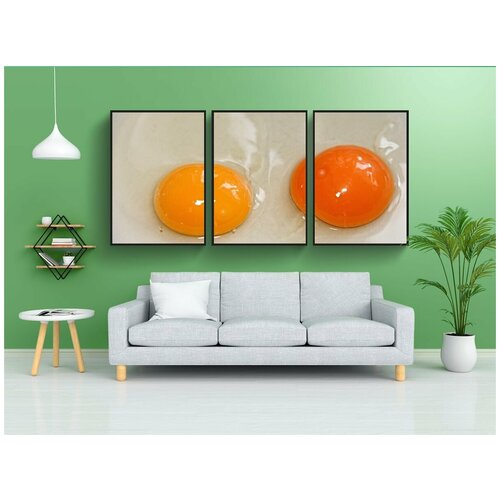 фото Набор модулных постеров для интерьера "яичный желток, яйца, яичница" 60x90 см. в тубусе, без рамки lotsprints