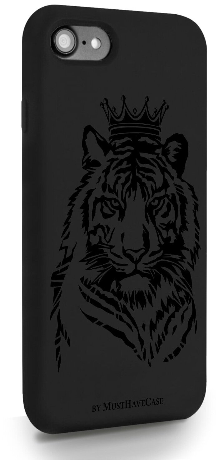 Черный силиконовый чехол MustHaveCase для iPhone 7/8/SE2020 Тигр с Короной для Айфон 7/8/СЕ2020