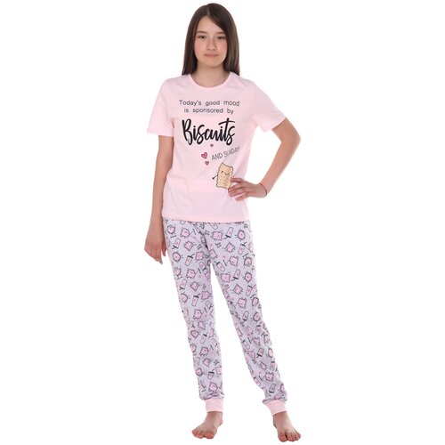 фото Пижама трикотажные сезоны, брюки, капюшон, размер 152, розовый