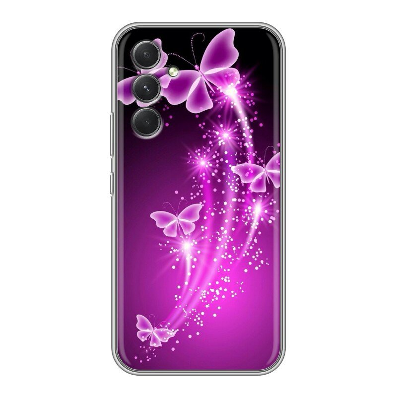Дизайнерский силиконовый чехол для Гэлакси А54 5Ж / Samsung Galaxy A54 5G Бабочки фиолетовые