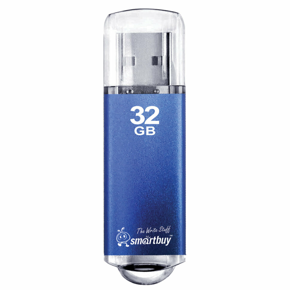 Флеш-диск 32 GB, SMARTBUY V-Cut, USB 2.0, металлический корпус, синий, SB32GBVC-B, 512187