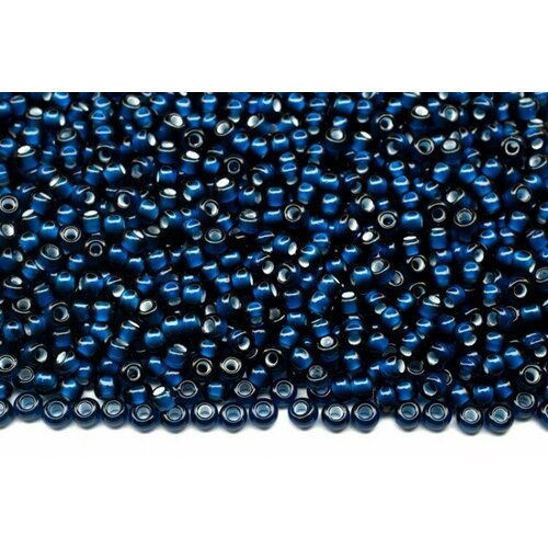 Бисер чешский PRECIOSA круглый 10/0 65106 синий прозрачный, белая линия внутри, 1 сорт, 50г