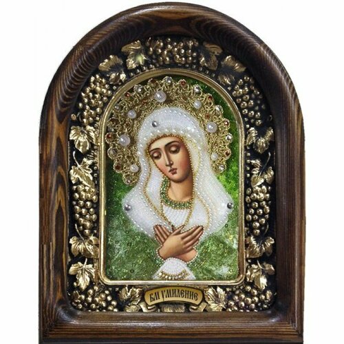 Икона Божией Матери Умиление бисер жемчуг, арт ДИ-384