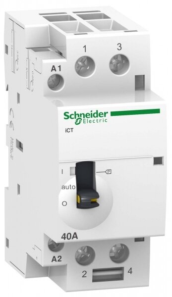 SE Acti 9 iCT40A Контактор модульный с ручным управлением 2НО 220/240В АС, Schneider Electric, арт. A9C21842