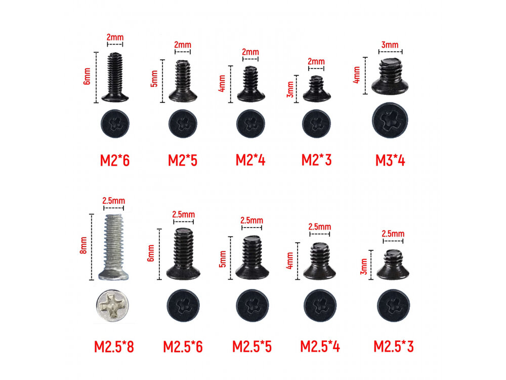 Набор винтов для ремонта электроники M2 M2.5 M3 (50 штук)