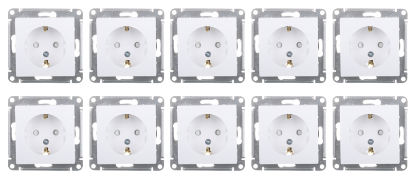 Розетка с заземлением со шторками Systeme Electric (Schneider Electric) AtlasDesign 16А, бежевая , 5 шт. - фото №1