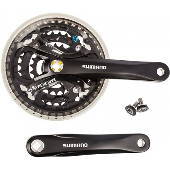 Система Shimano Acera M361, 170мм, Квадрат 48/38/28T, защита, черный