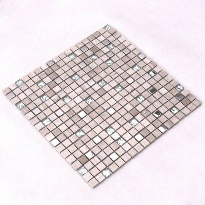 Мозаика Tessare 305х305х06см стекло-мрамор микс бежево-прозрачный шт(R09)