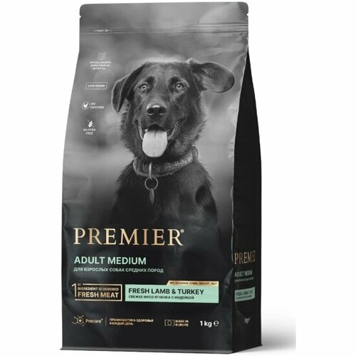 Корм сухой Premier Pet Premier Ягненок с индейкой для взрослых собак средних пород, 1 кг