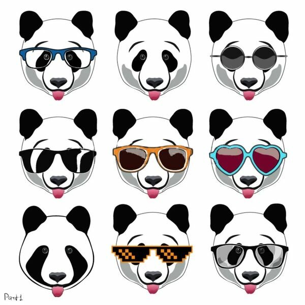 Наклейки стикеры Панда в очках