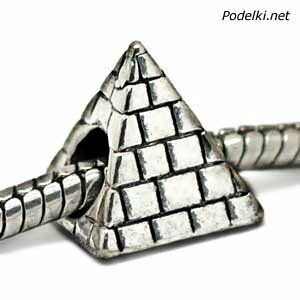 Металлическая бусина Пирамида 0005804 серебряный цвет 21x11 мм, цена за 2 шт.