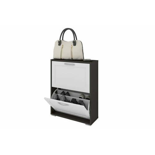 Тумба для обуви Мира 2М 60х29х78 венге цаво, белый, рамка квадро МДФ