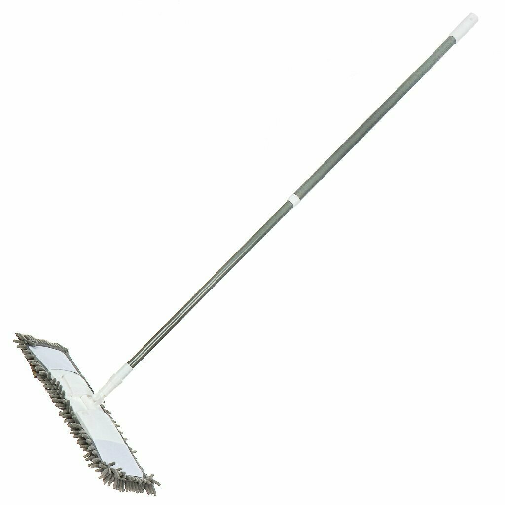 фото Швабра плоская, микрофибра, 120х41х12 см, телескопическая ручка, светло-серая, Марья Искусница, YS-F01A