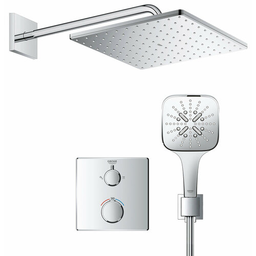 Душевая система с тропическим душем Grohe Grohtherm SmartActive 300 с термостатом grohe 26546000 rainshower smartactive душевой гарнитур 3 режима хром