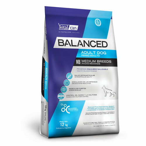 Vitalcan Balanced Dog Adult сухой корм для взрослых собак средних пород с курицей - 12 кг