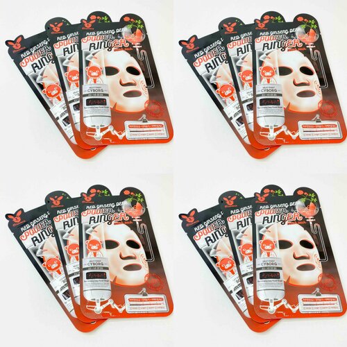 ELIZAVECCA Маска на тканевой основе RED GINSENG DEEP POWER RINGER MASK PACK,23 мл,12 шт