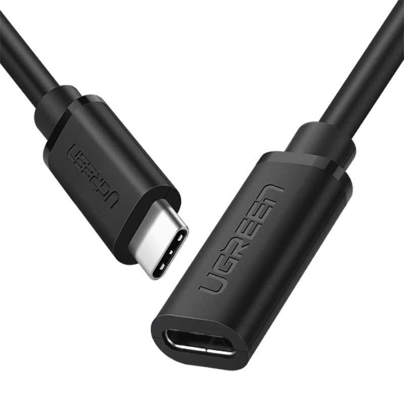 Кабель UGREEN US353 (10387) USB-C/M to USB-C/F Gen2 5A Extension Cable 10Gbps (1 метр) чёрный