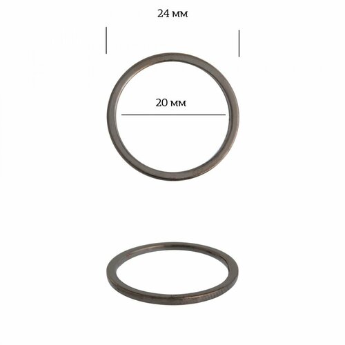 Кольцо металл TBY-3A1017.3 24мм (внутр. 20мм) цв. черный никель уп. 10шт карабин металл tby ax11 3 20 48х26мм внутр 20мм цв черный никель уп 10шт