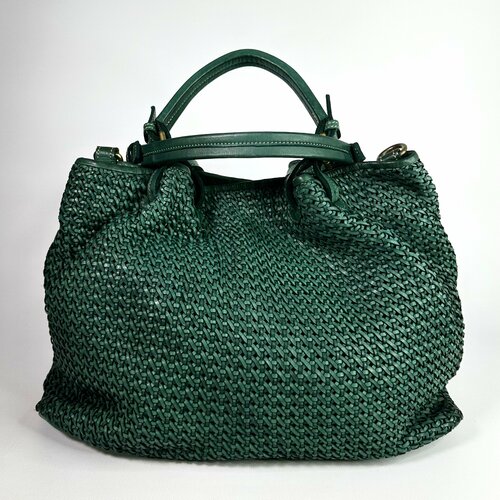 Сумка авоська Vera Pelle Bottega Borsa 6891, фактура матовая, зеленый