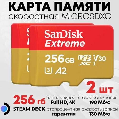 карта памяти sandisk extreme pro microsdxc v30 256gb 2 шт Карта памяти SanDisk Extreme microSDXC 256GB 2 шт.