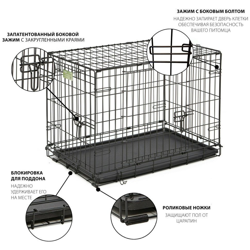 MidWest Клетка для собак iCrate 2 двери,черный,76*48*53см - фото №11
