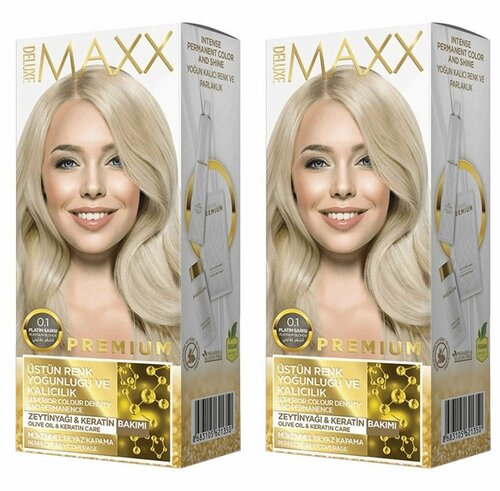 MAXX DELUXE Краска для волос Premium, тон 0.1 Платиновый блондин, 110 г, 2 шт