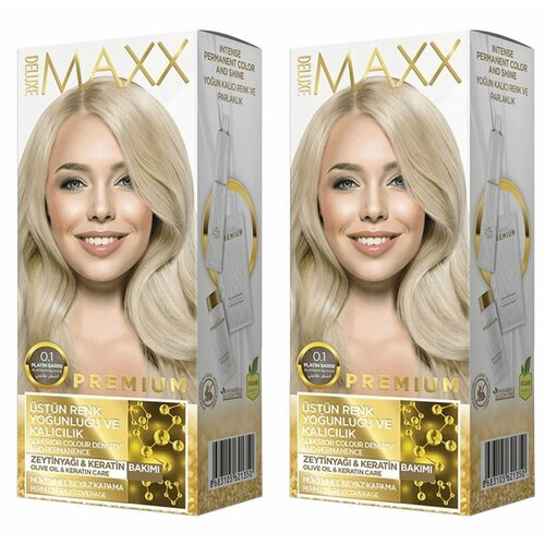 MAXX DELUXE Краска для волос Premium, тон 0.1 Платиновый блондин, 110 г, 2 шт