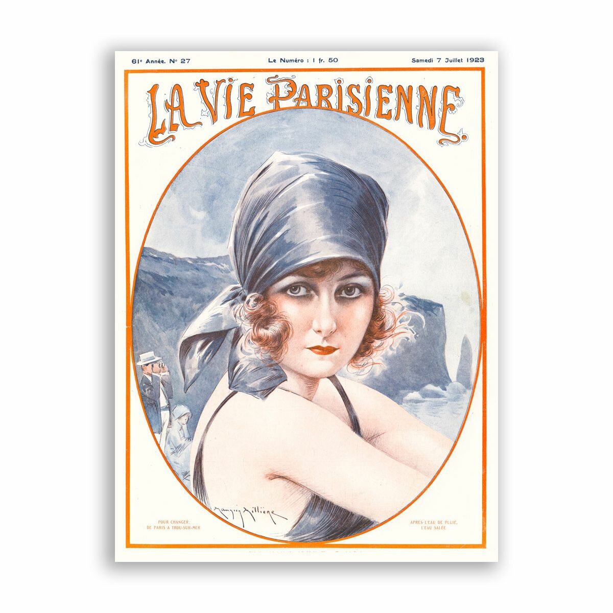 Постер на бумаге в стиле Пин-ап / La Vie Parisienne - Pour Changer De Paris A Trou-Sur-Mer / Размер 60 x 80 см