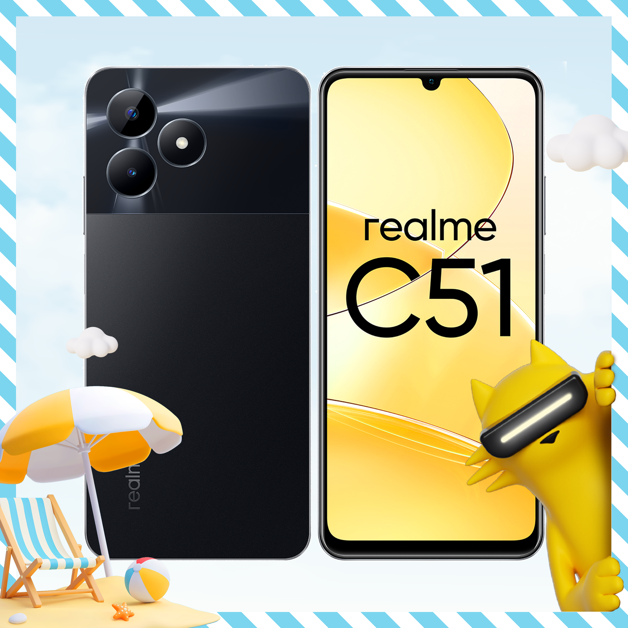 Смартфон realme C51 4/64 ГБ RMX3830, Черный